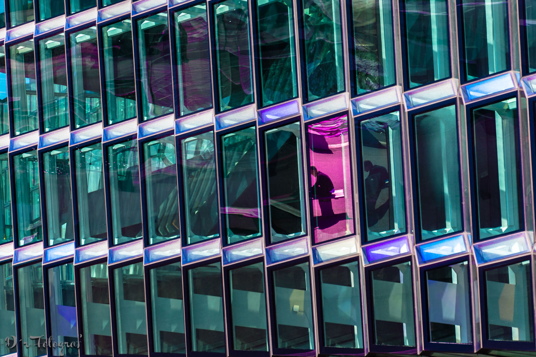 The Man in the Red Window Harpa Concert Hall, Reykjavik